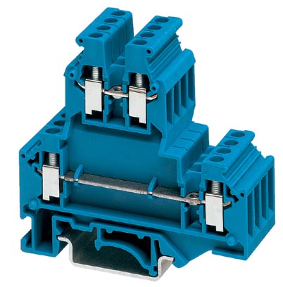 Phoenix Contact Multi-Level Terminal Block; UKKB  3 BU; 20A;  600V; 2-Level; #28 - #12; Screw Connection; Blue